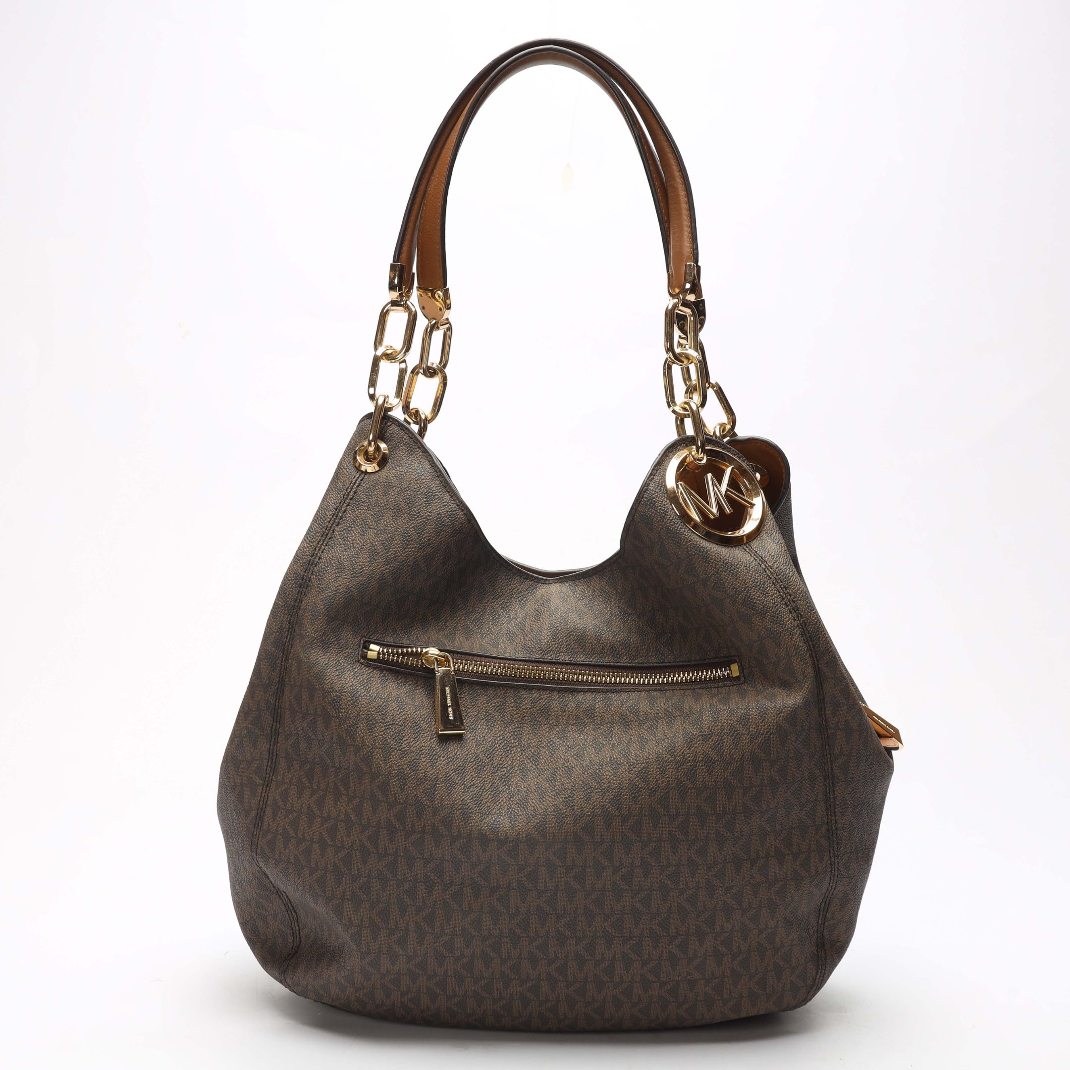 Michael Kors Lillie Large Brown Logo Shoulder Bag