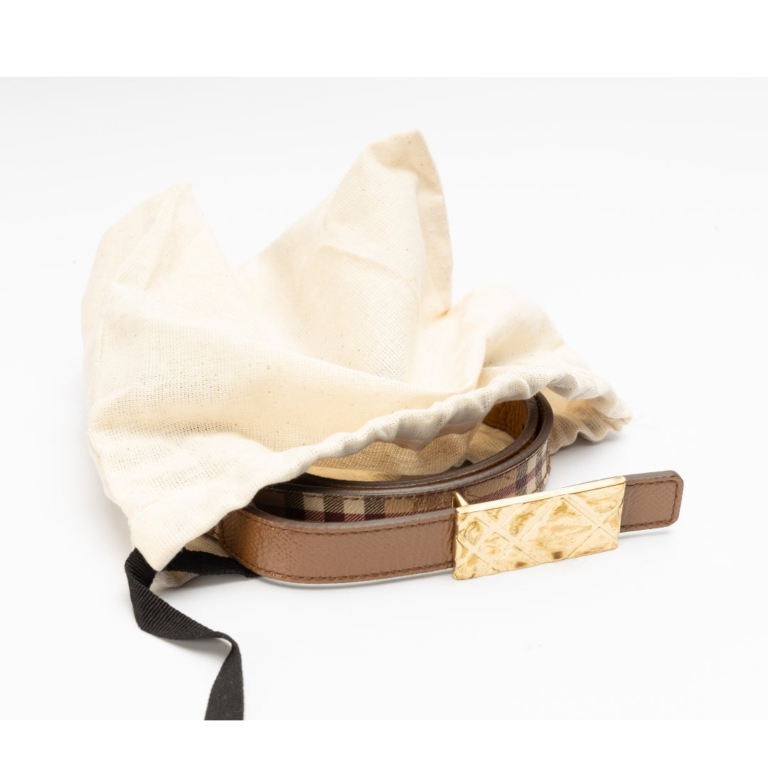 Burberry Haymarket Check Canvas Leather Belt