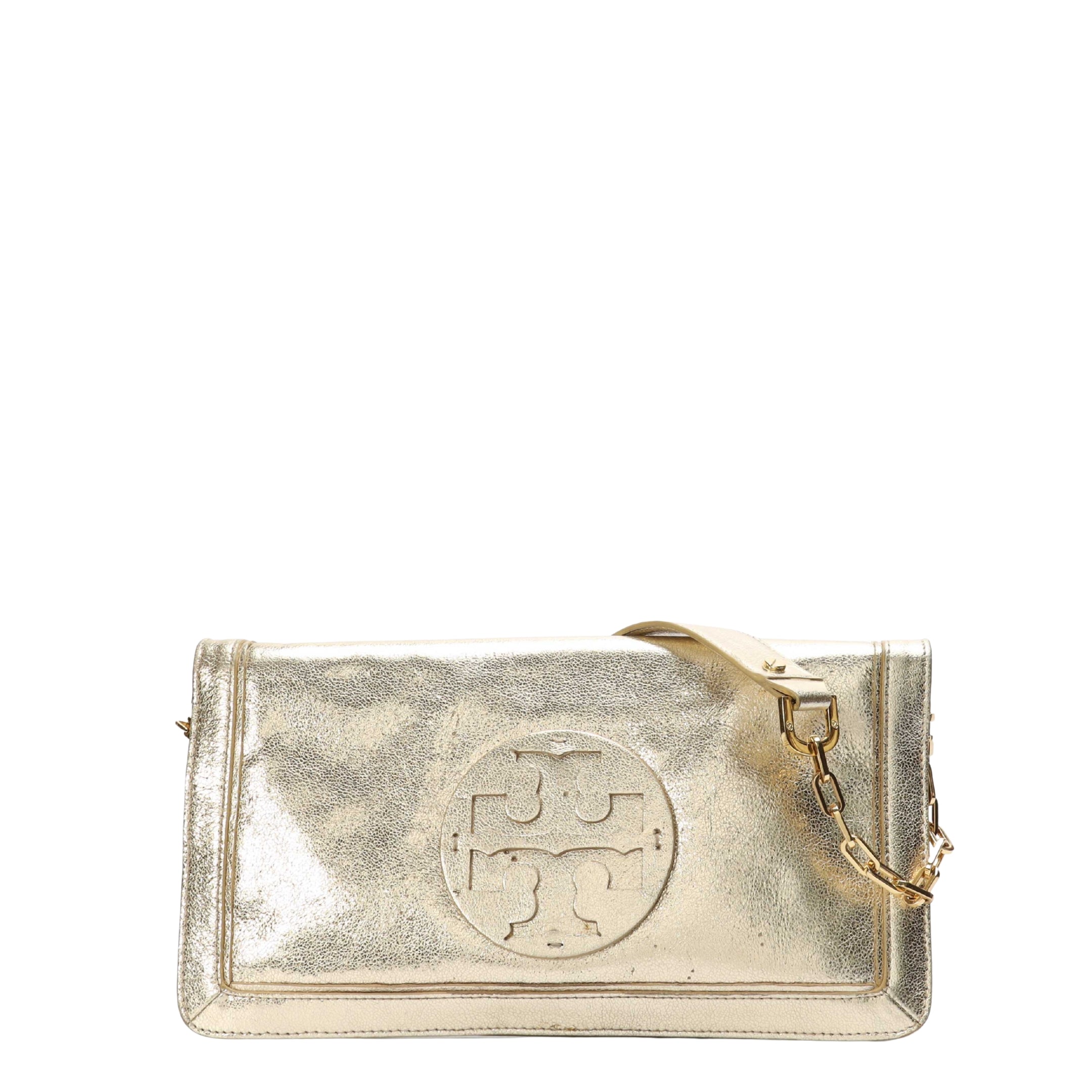 Tory Burch Reva Metallic Gold Clutch