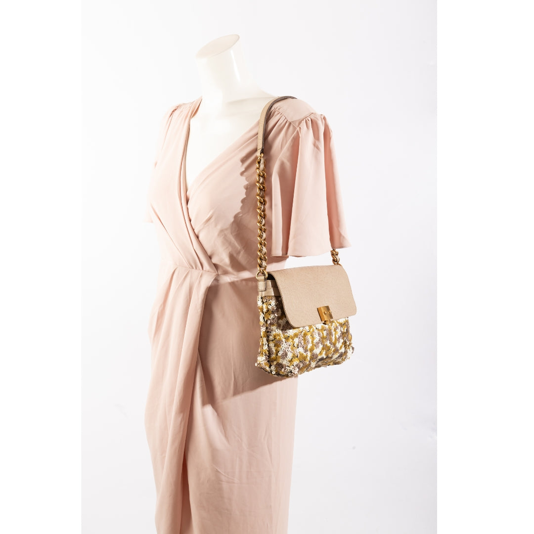 Marc Jacobs Leather-Trimmed Sequined Shoudler Bag