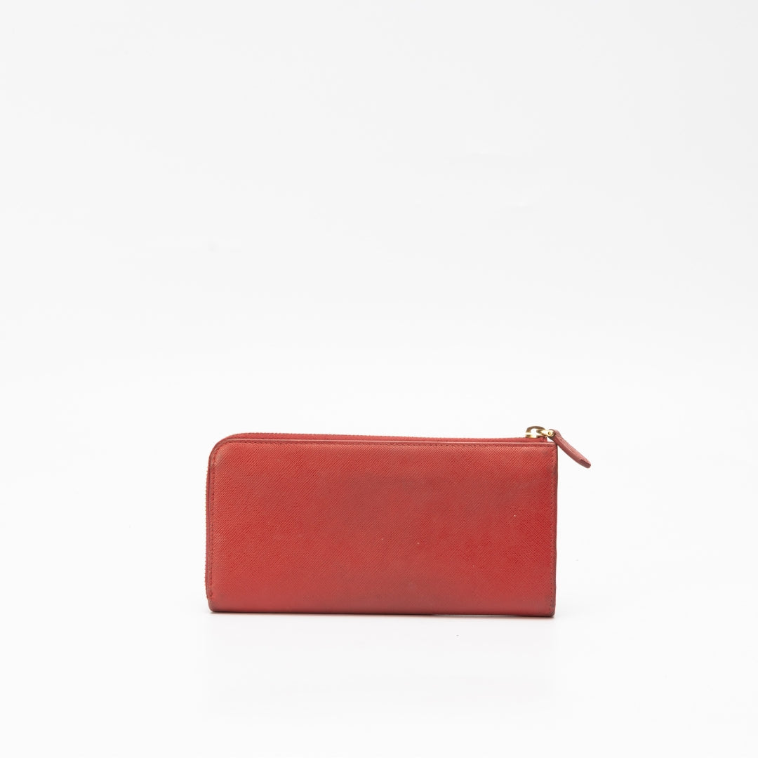 Prada Red Saffiano Leather Wallet