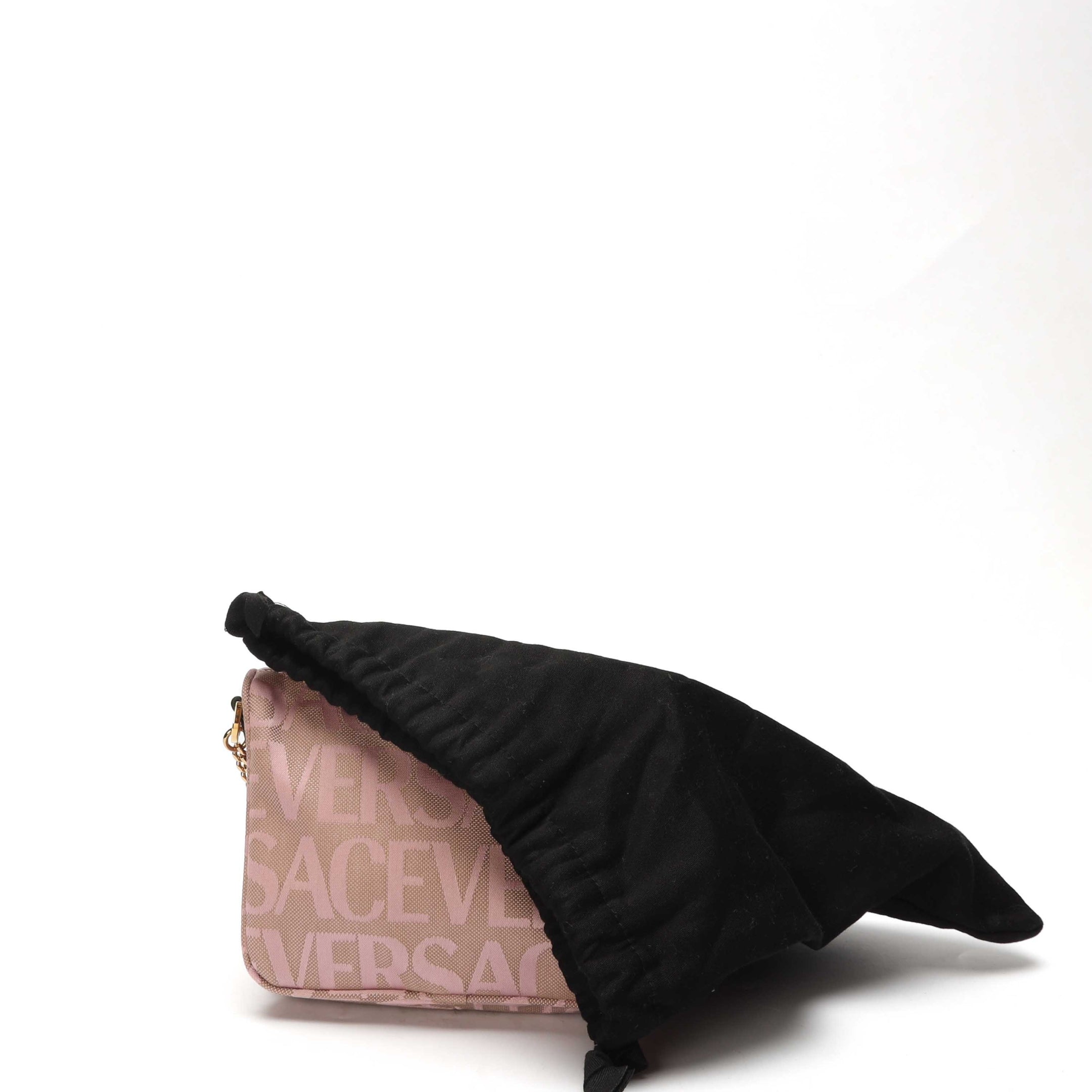 Versace Pink Logo Canvas Baguette