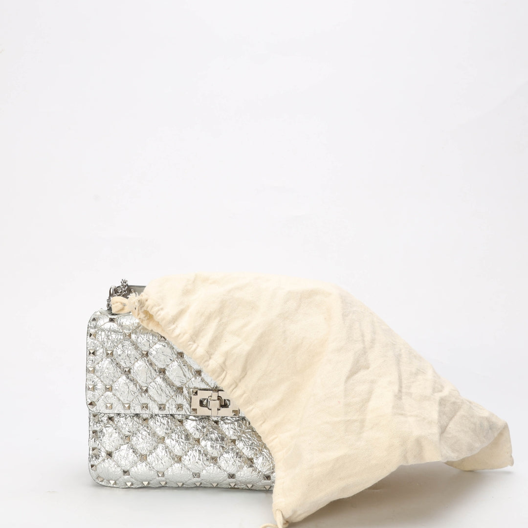 Valentino Garavani Silver Rockstud Spike Crossbody Bag