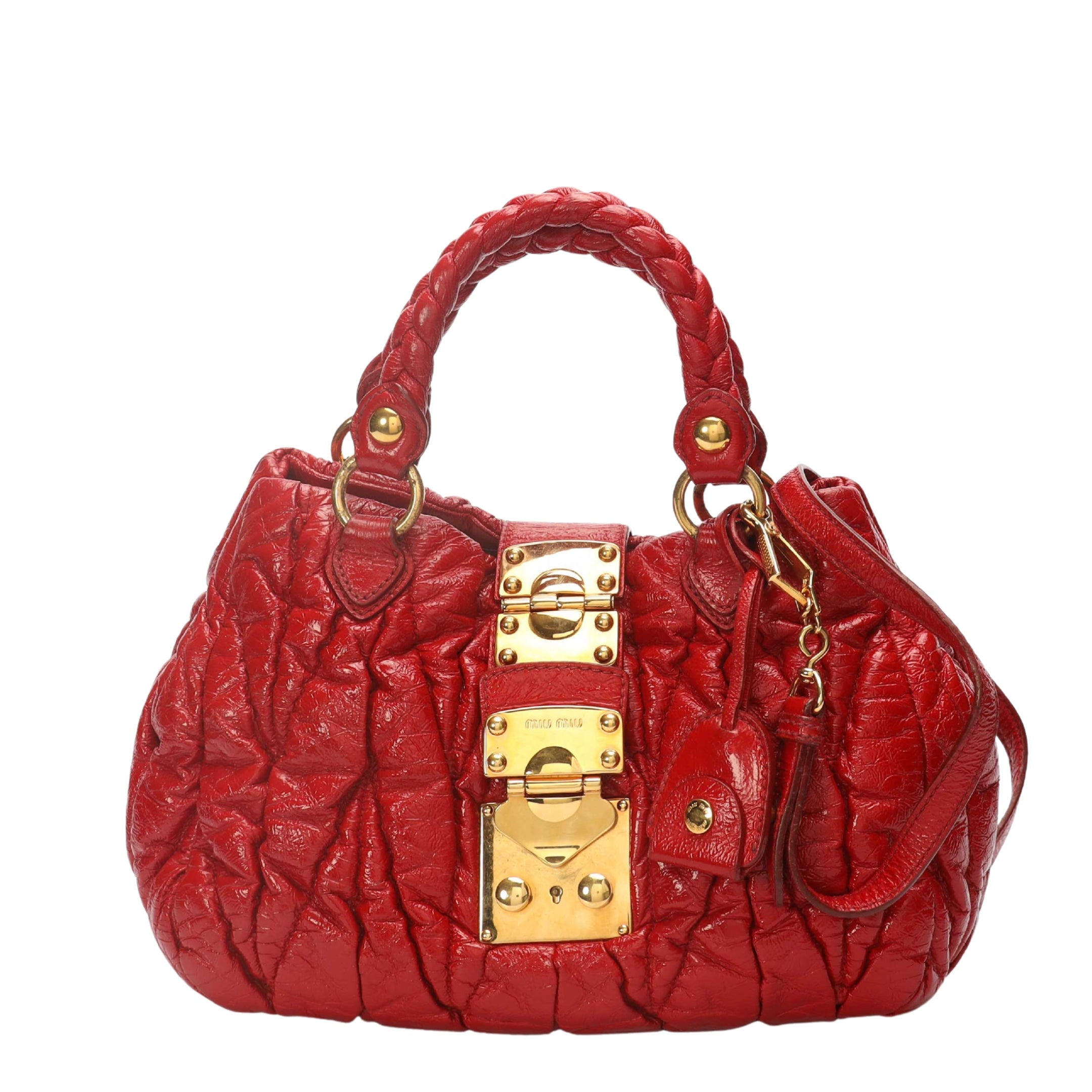 Miu Miu Red Matelasse Tote Shoulder Bag