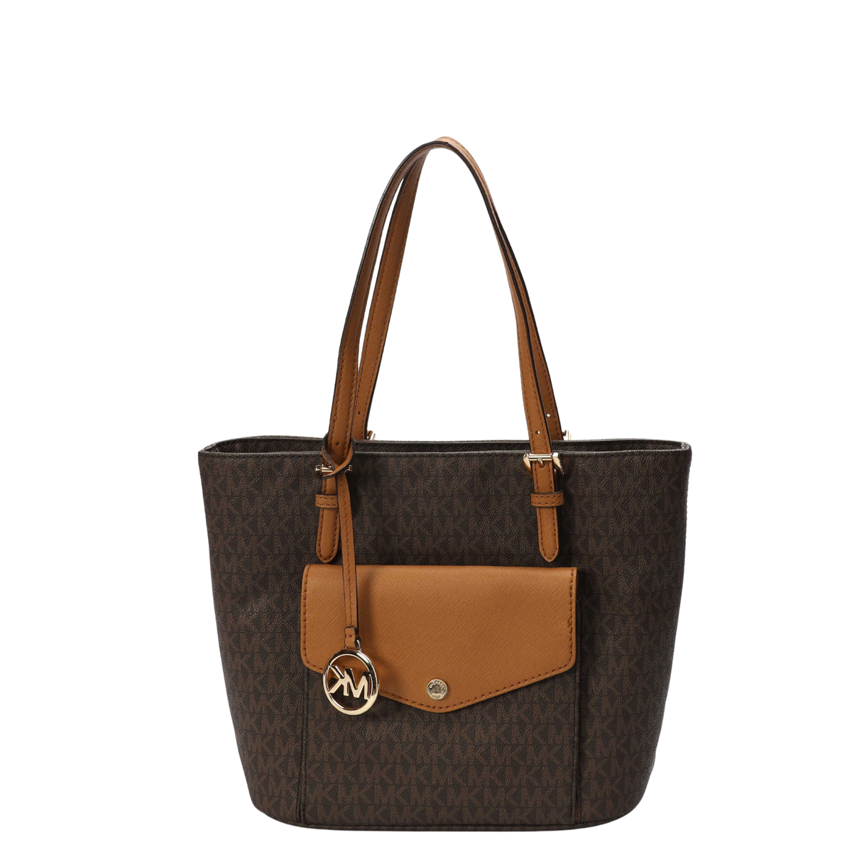 Michael Kors Jet Set Brown Logo Pocket Tote