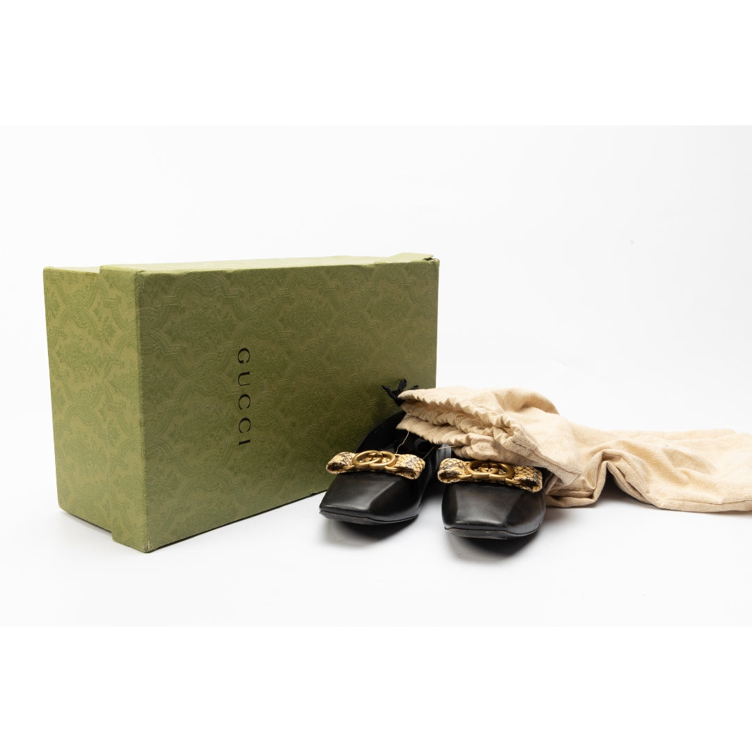 Gucci GG Evi Leather Ballet Flats