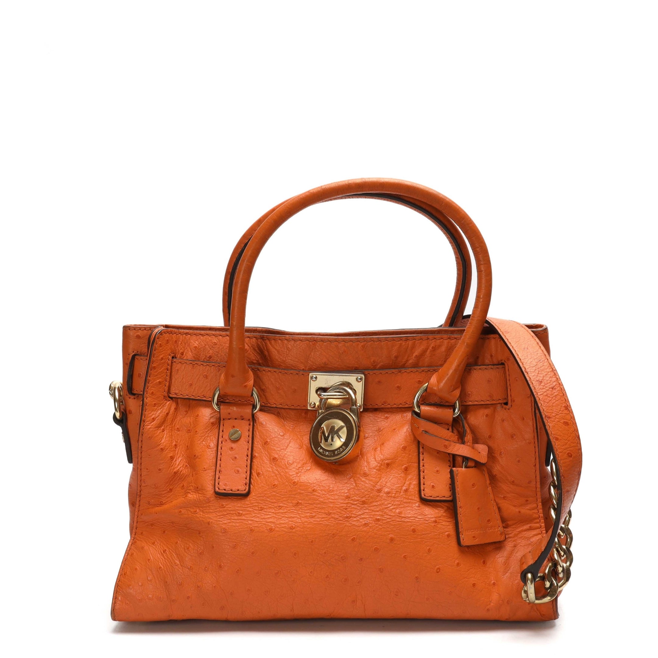 Michael Kors Hamilton Medium Orange Ostrich Tote