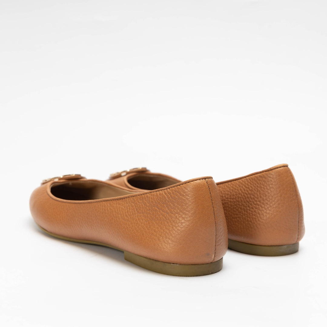 Tory Burch Brown Leather Reva Ballet Flats