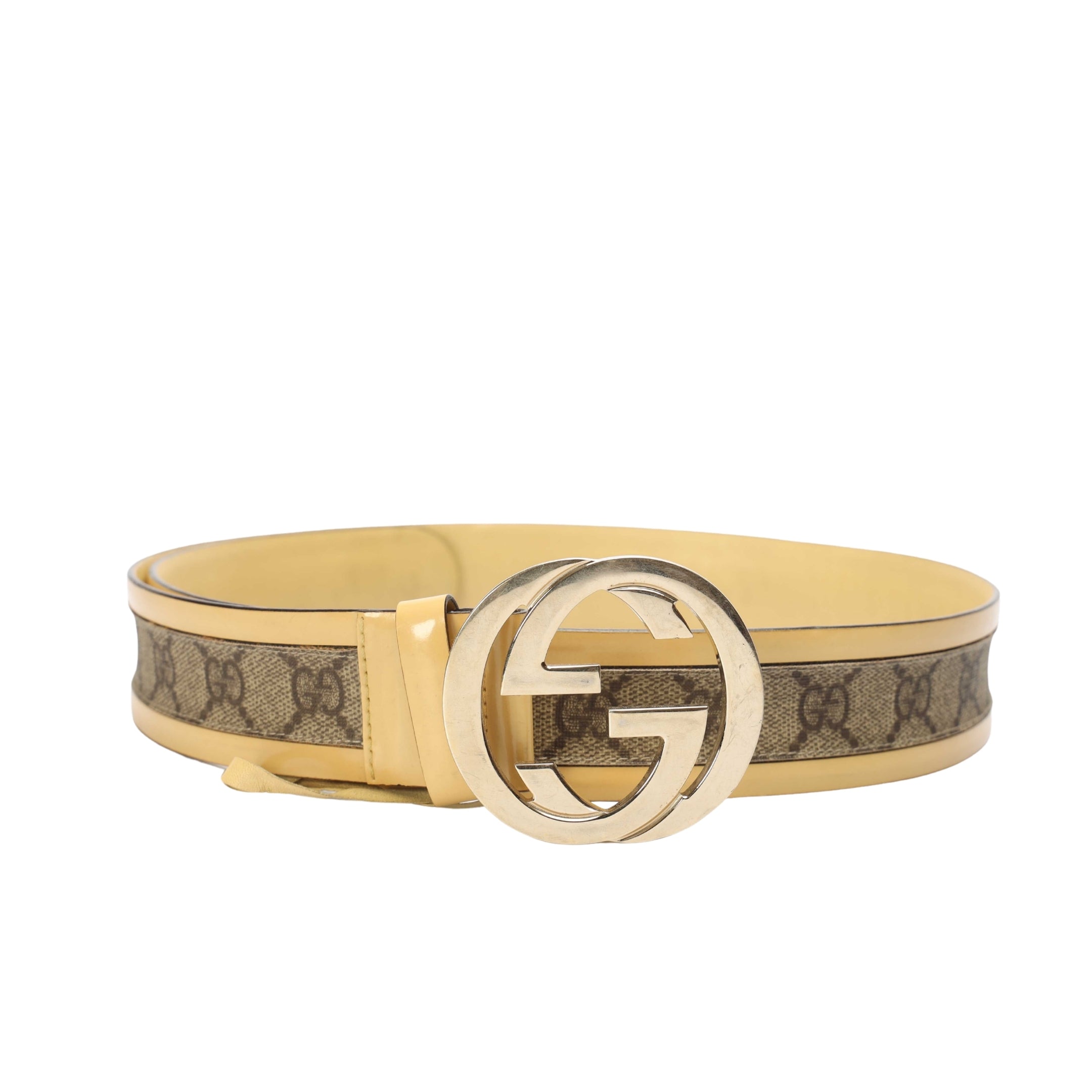 Gucci Cream Belt with Gold GG Buckle. Gucci Marmont GG Supreme Leather Belt Beige main image 3