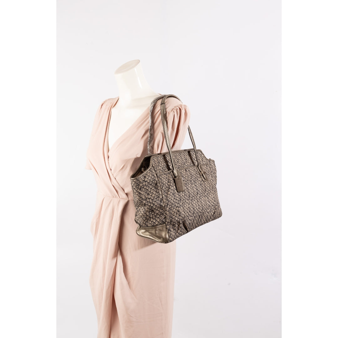 Coach Gunmetal Taylor Snake Print Carryall Tote