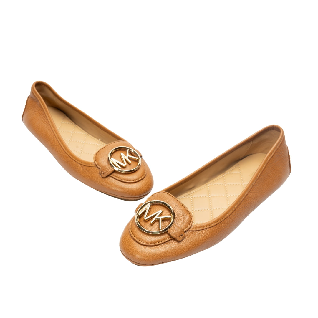 Michael Kors Lillie Tan Leather Ballerinas