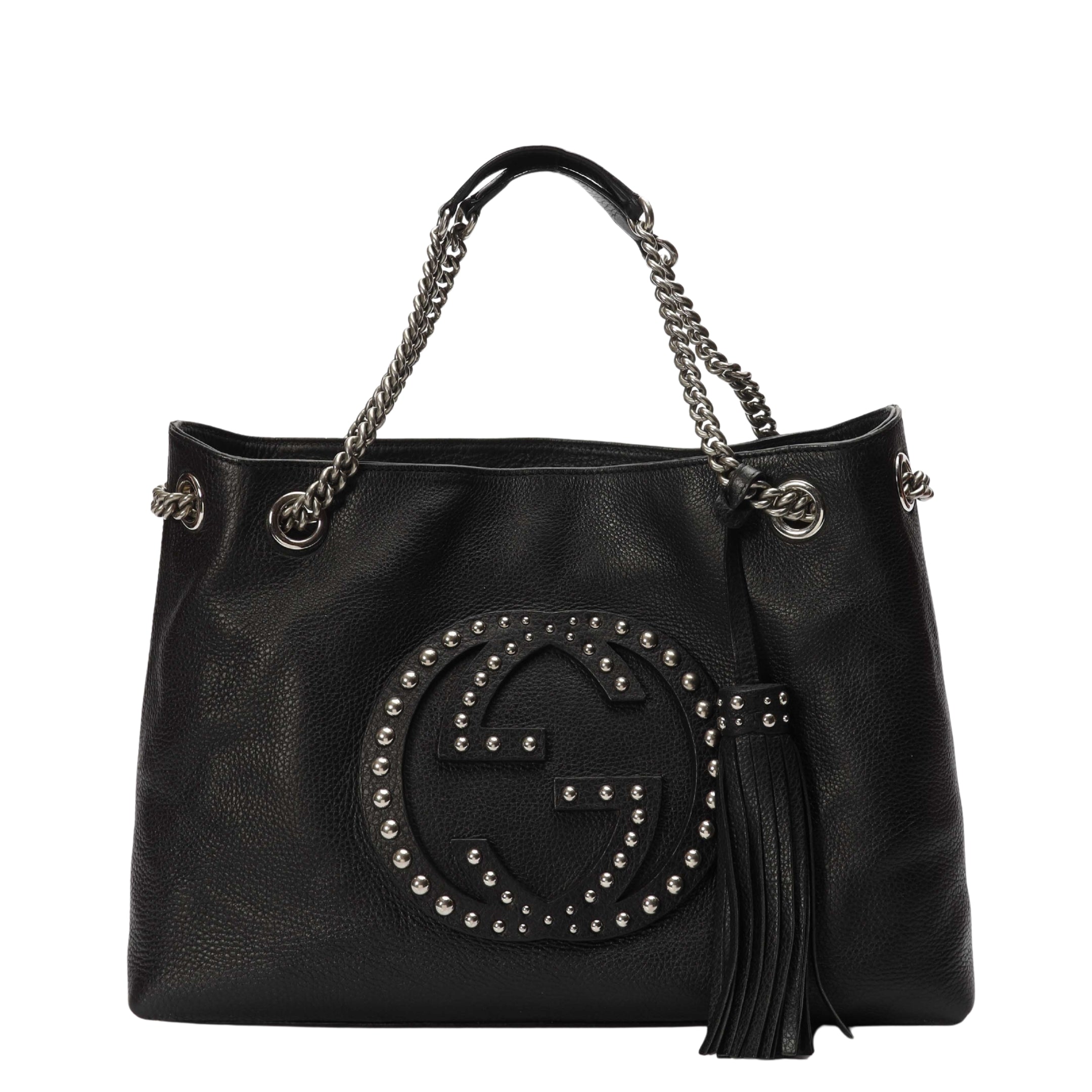 Gucci GG Studded Black Soho Chain Tote