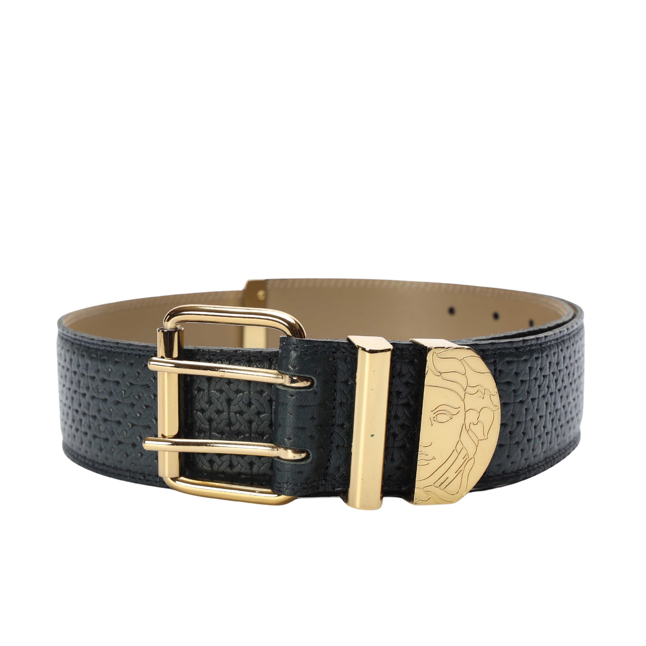 Versace Medusa Black Leather Belt