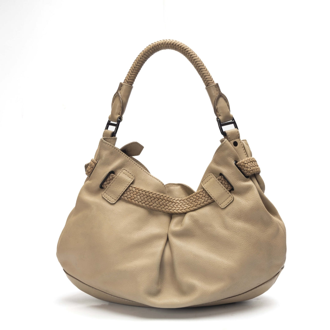 Burberry Beige Buckle Detail Hobo Tote