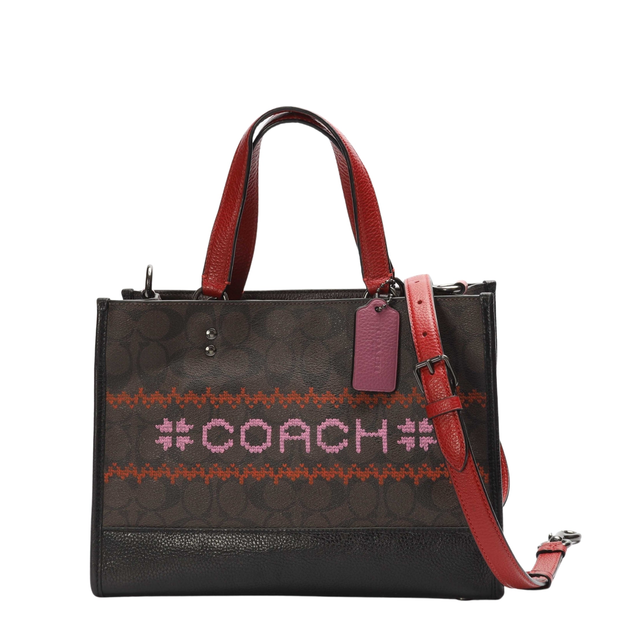 Coach Dempsey Red Carryall Sling Tote