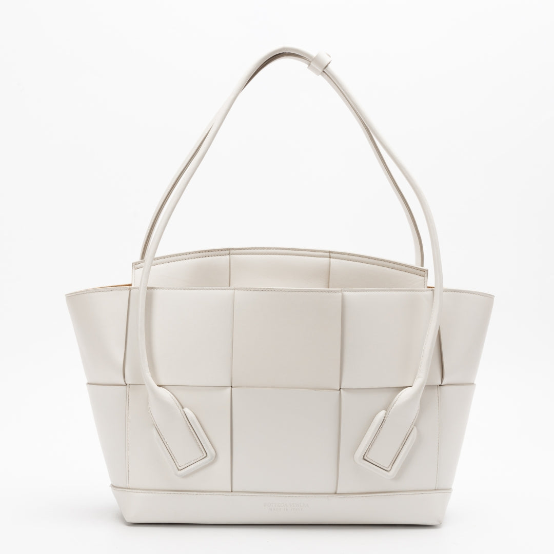 Bottega Veneta Off-white Intrecciato Leather Acro Tote