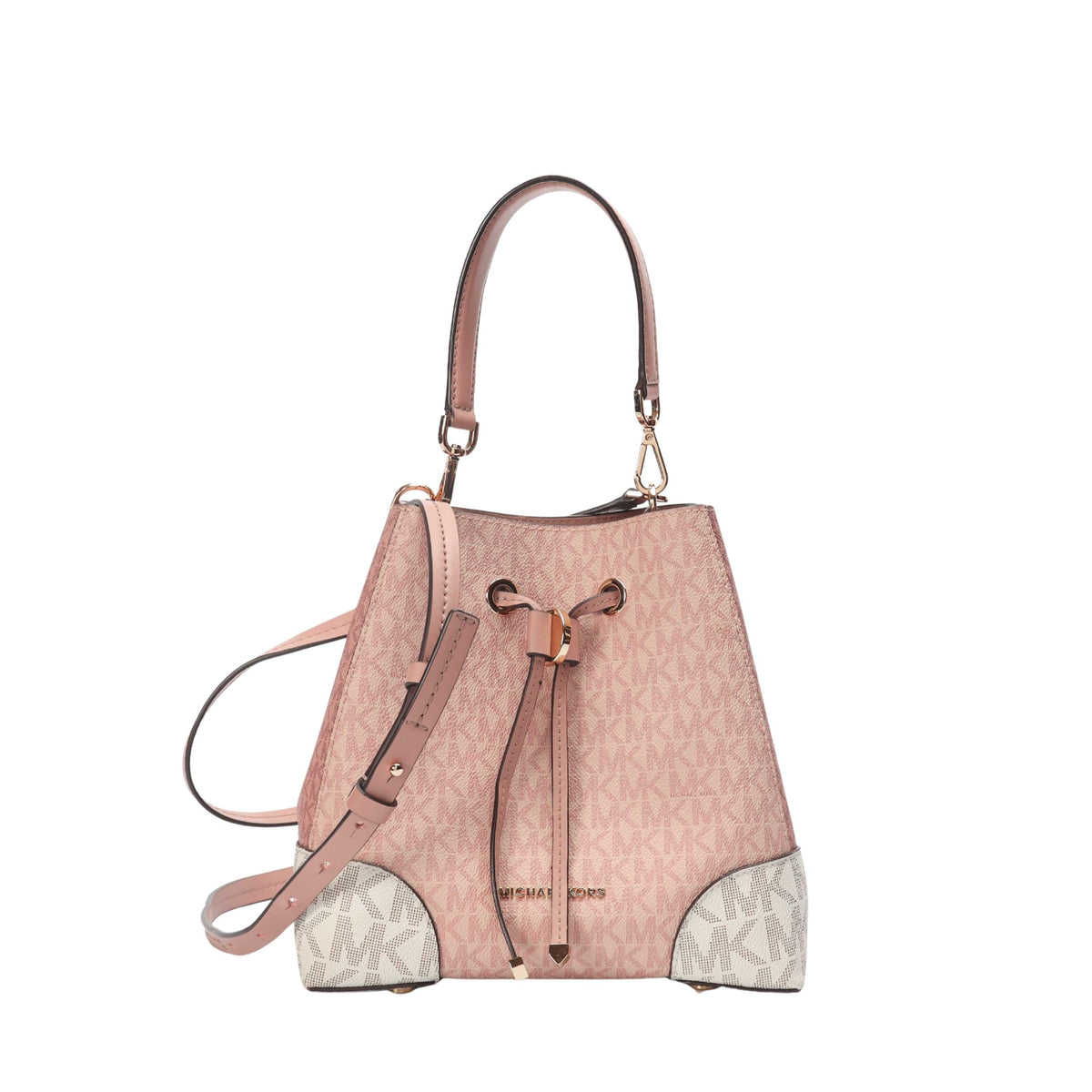 Michael Kors Pink Mercer Logo Bucket Bag