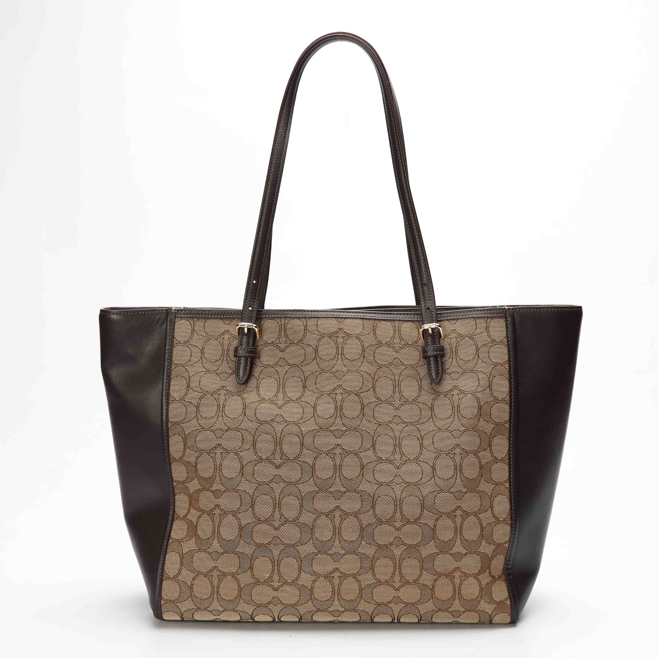 Coach Turnlock Beige/Black Shopper Tote