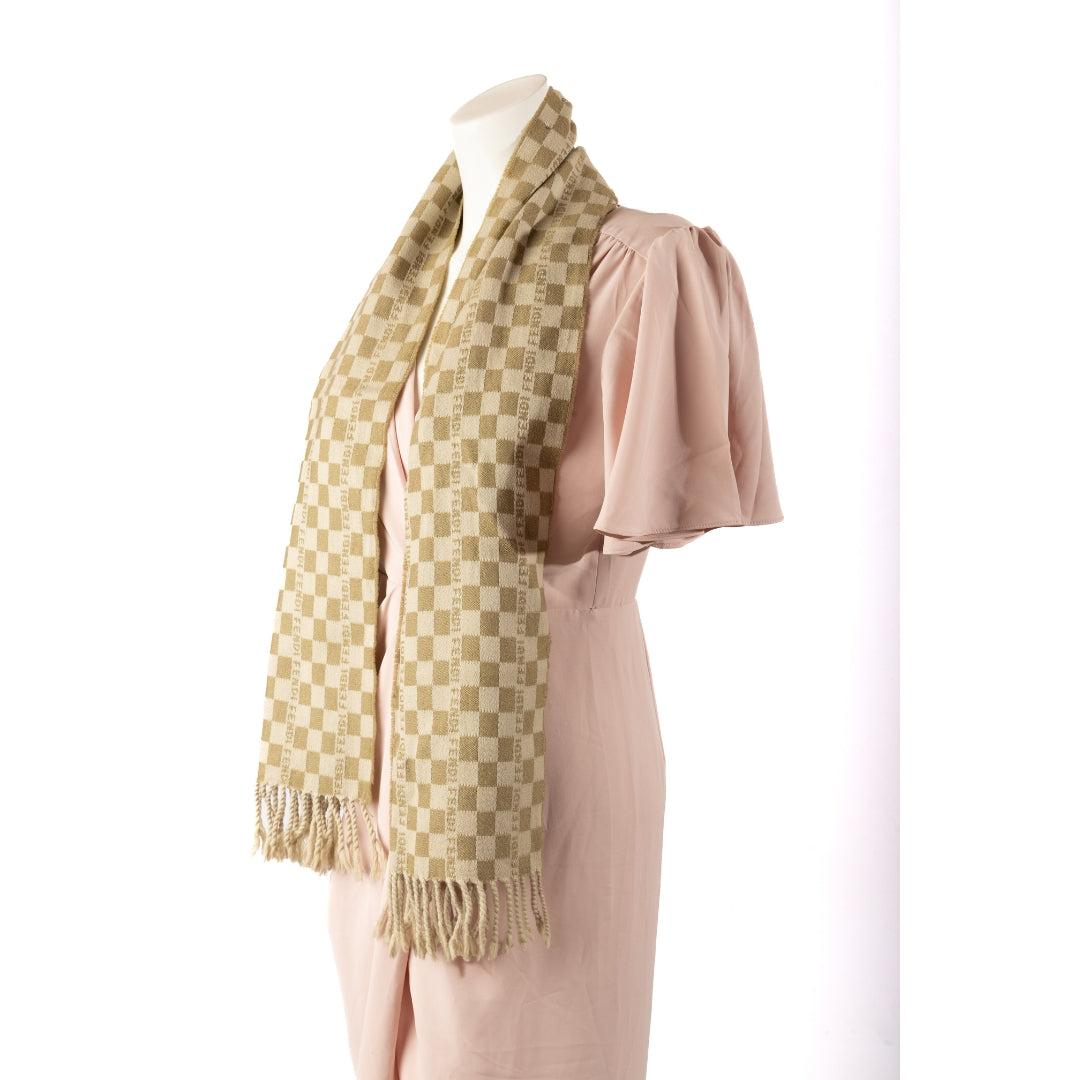 Fendi Green Check Wool Scarf