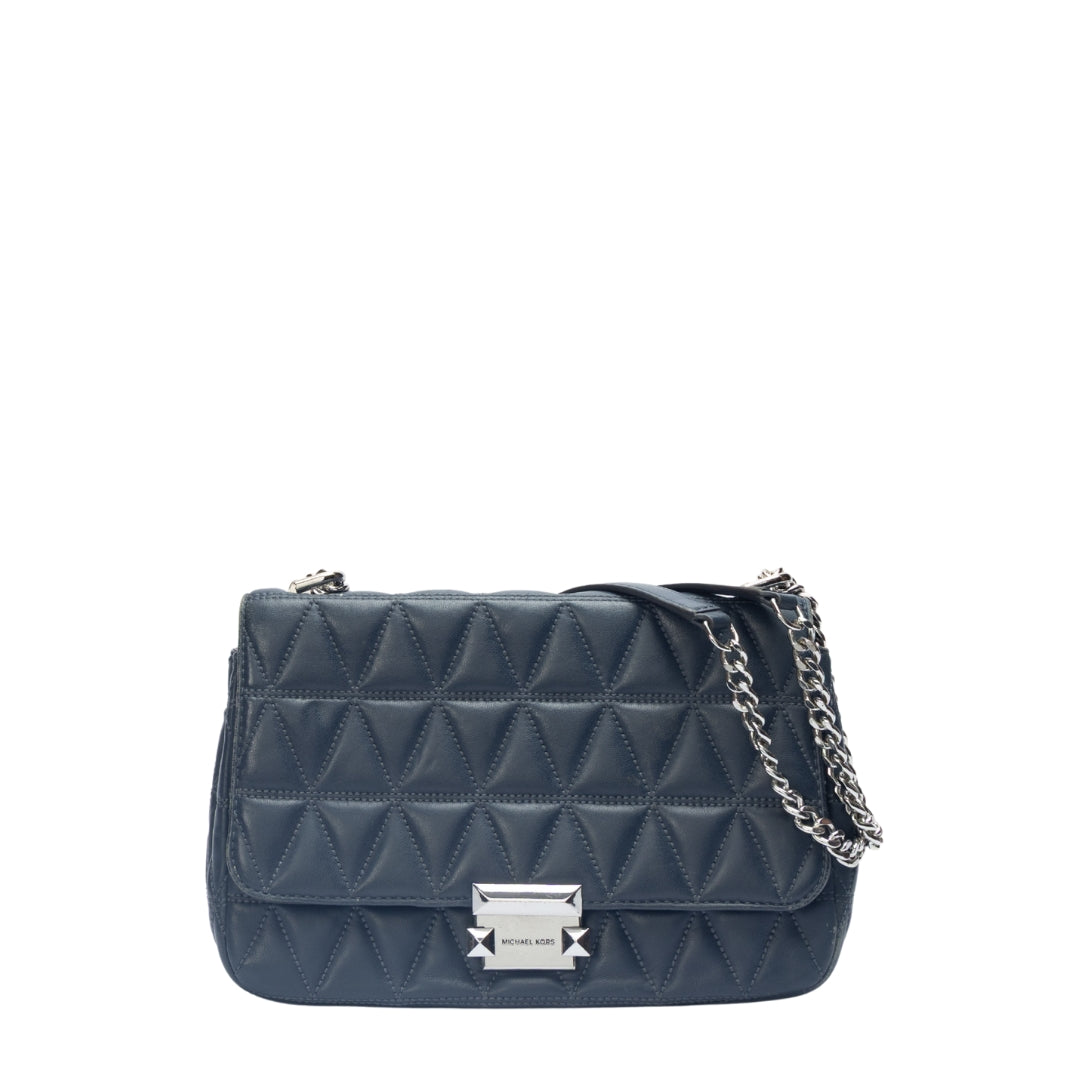 Michael Kors Sloan Navy Large Quilted Shoulder Bag