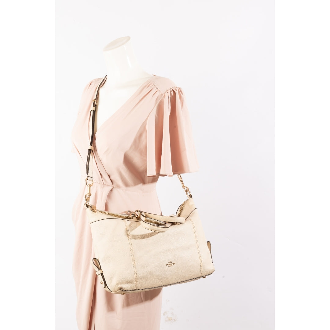 Coach Lenox Pebble Leather Cream Satchel