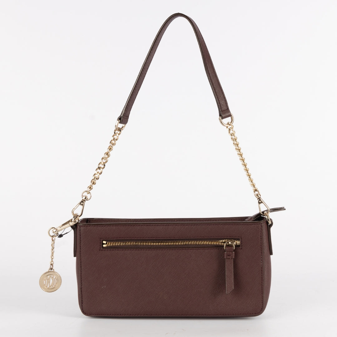Dkny Burgundy Leather Zip Crossbody Bag