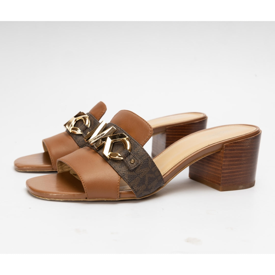 Michael Kors Izzy Logo Embellished Leather Mules