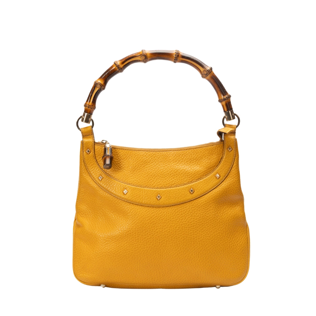 Gucci Yellow GG Canvas Bamboo Anita Handbag