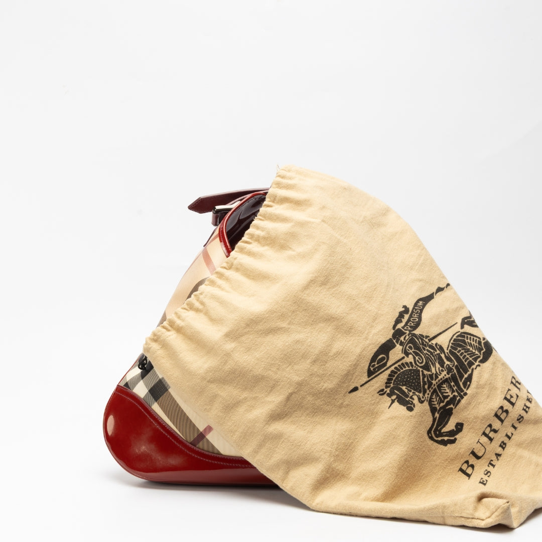 Burberry Nova Check PVC and Patent Leather Brooke Hobo Bag