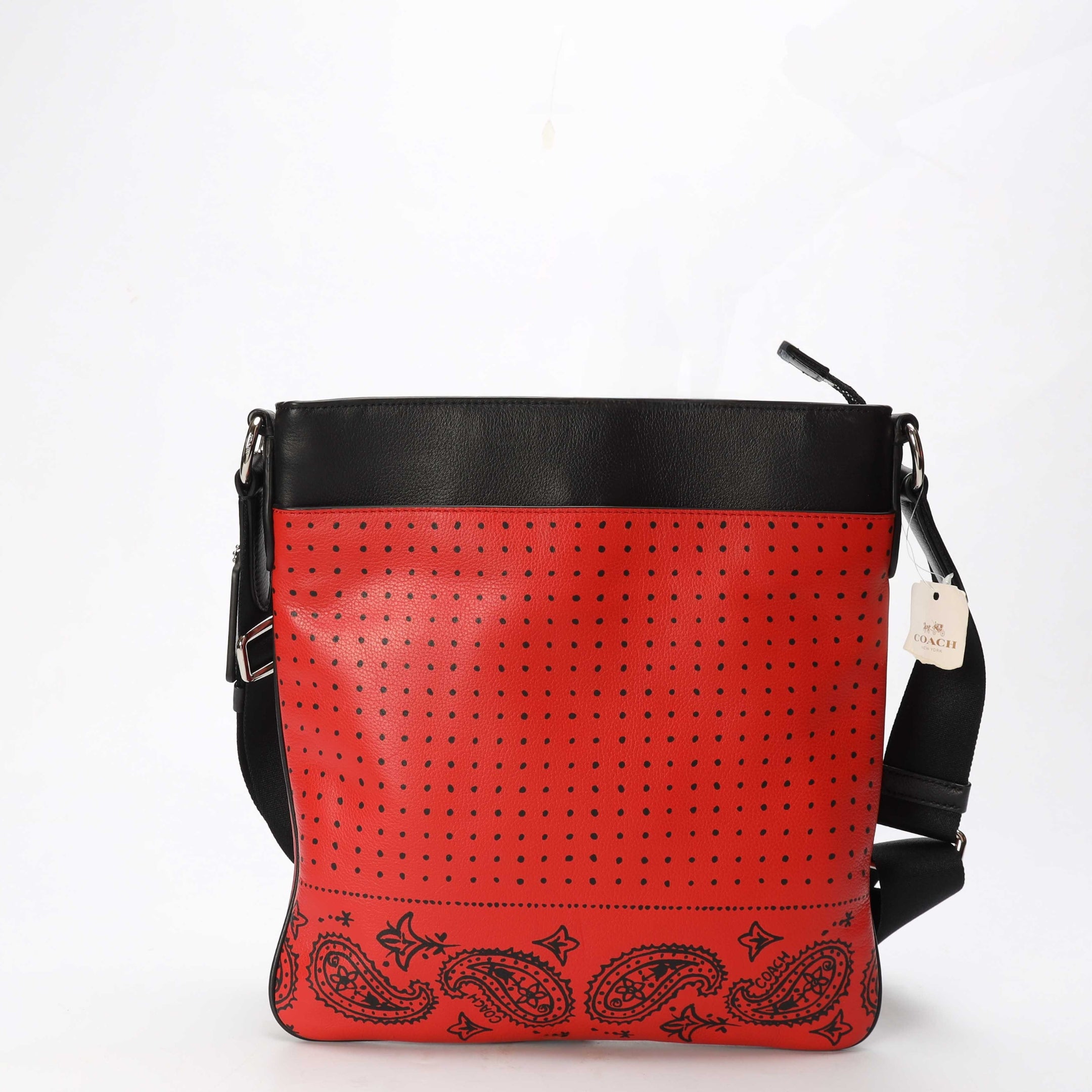 Coach Red & Black Bandana Print Messenger Bag