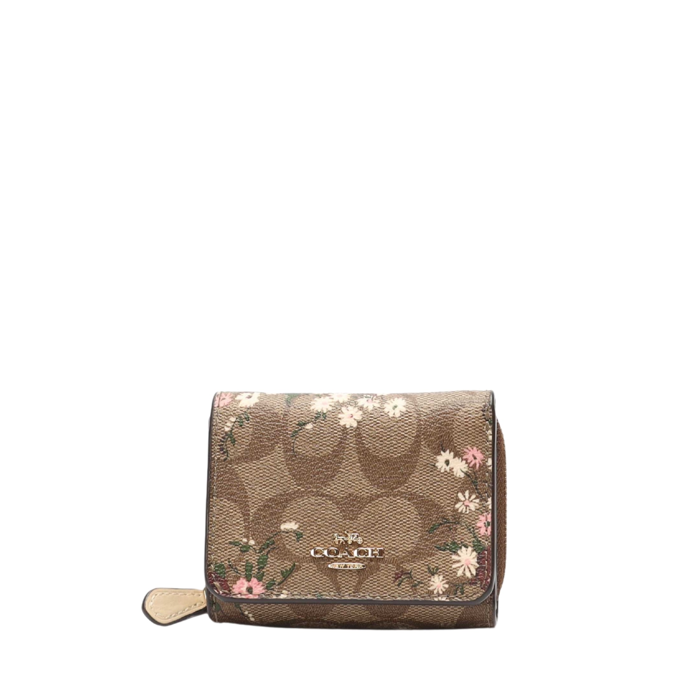 Coach Signature Canvas Floral Tri-Fold Wallet
