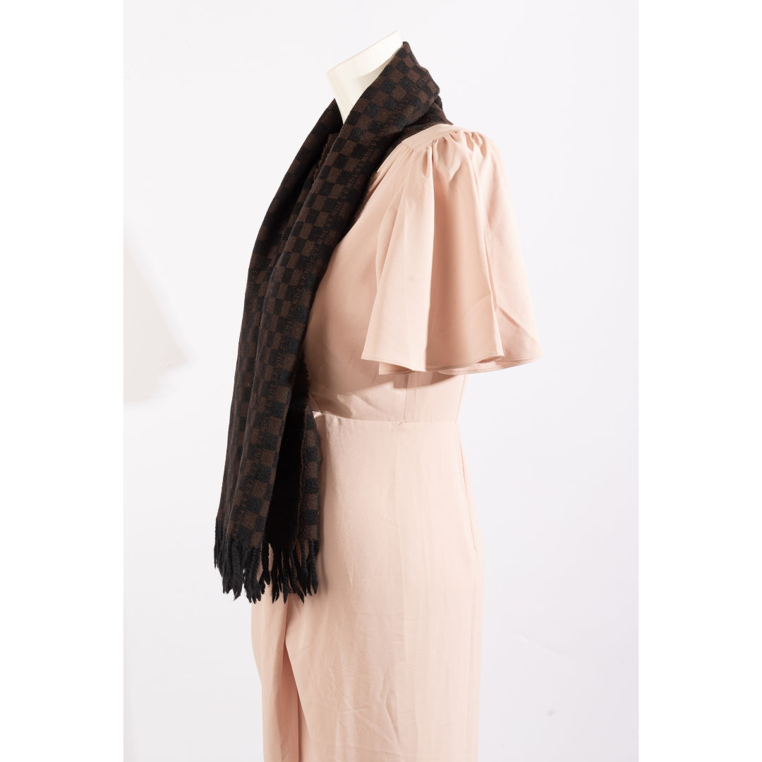 Fendi Brown Check Wool Scarf