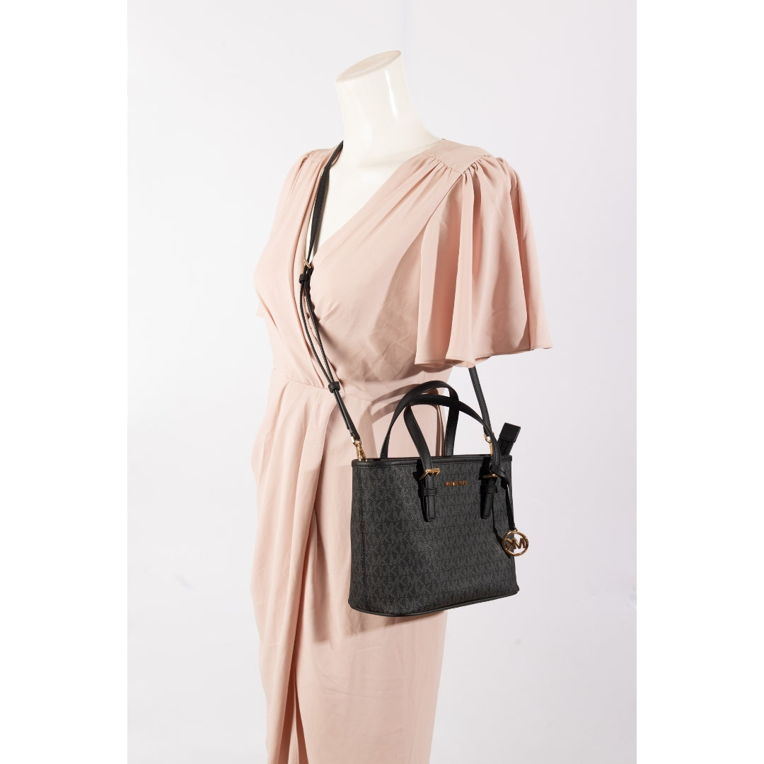 Michael Kors Black Jet Set Travel Logo Satchel