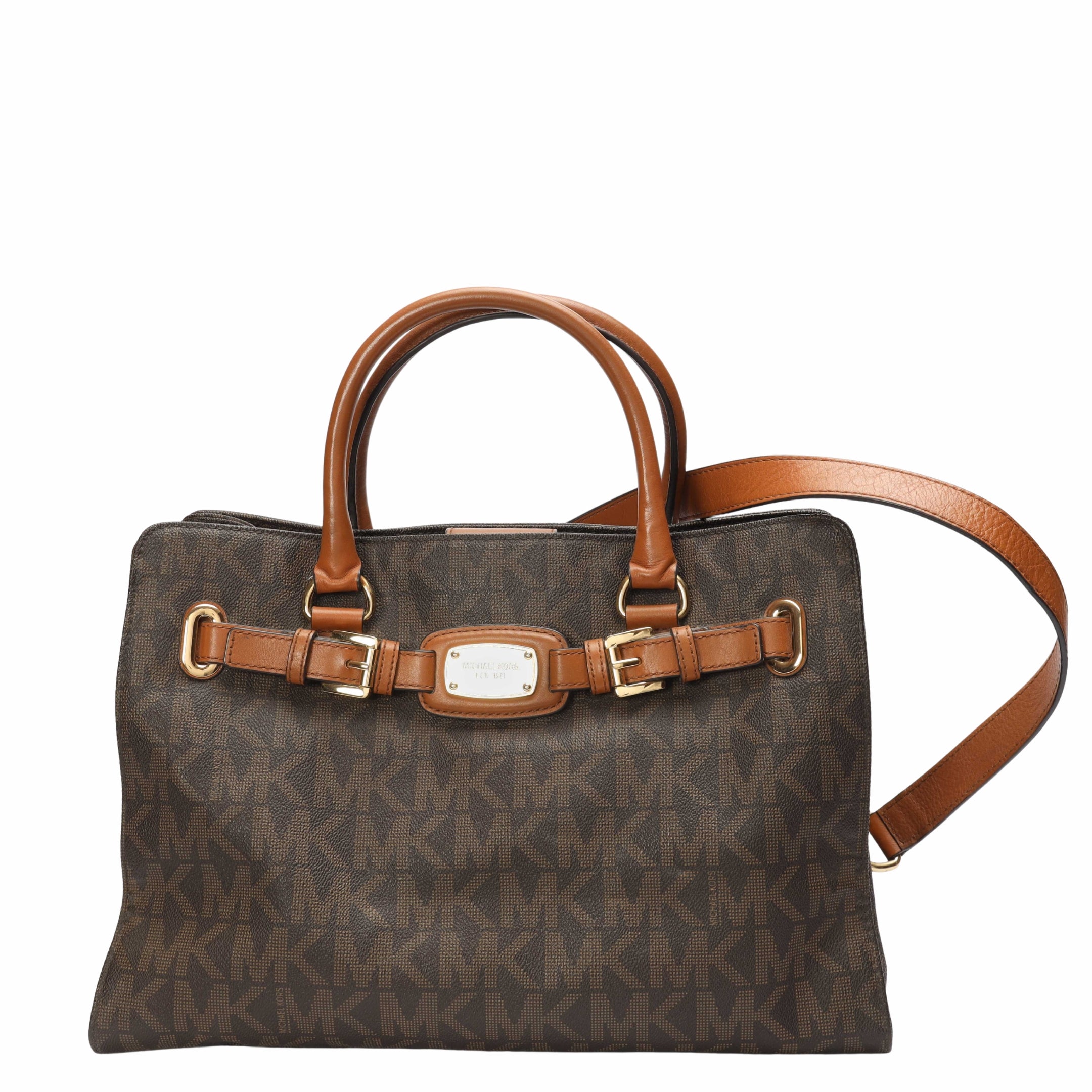 Michael Kors Brown Logo Large East West Hamilton Tote