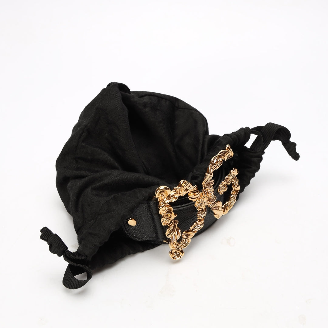 Dolce & Gabbana Black Leather DG Buckle Belt