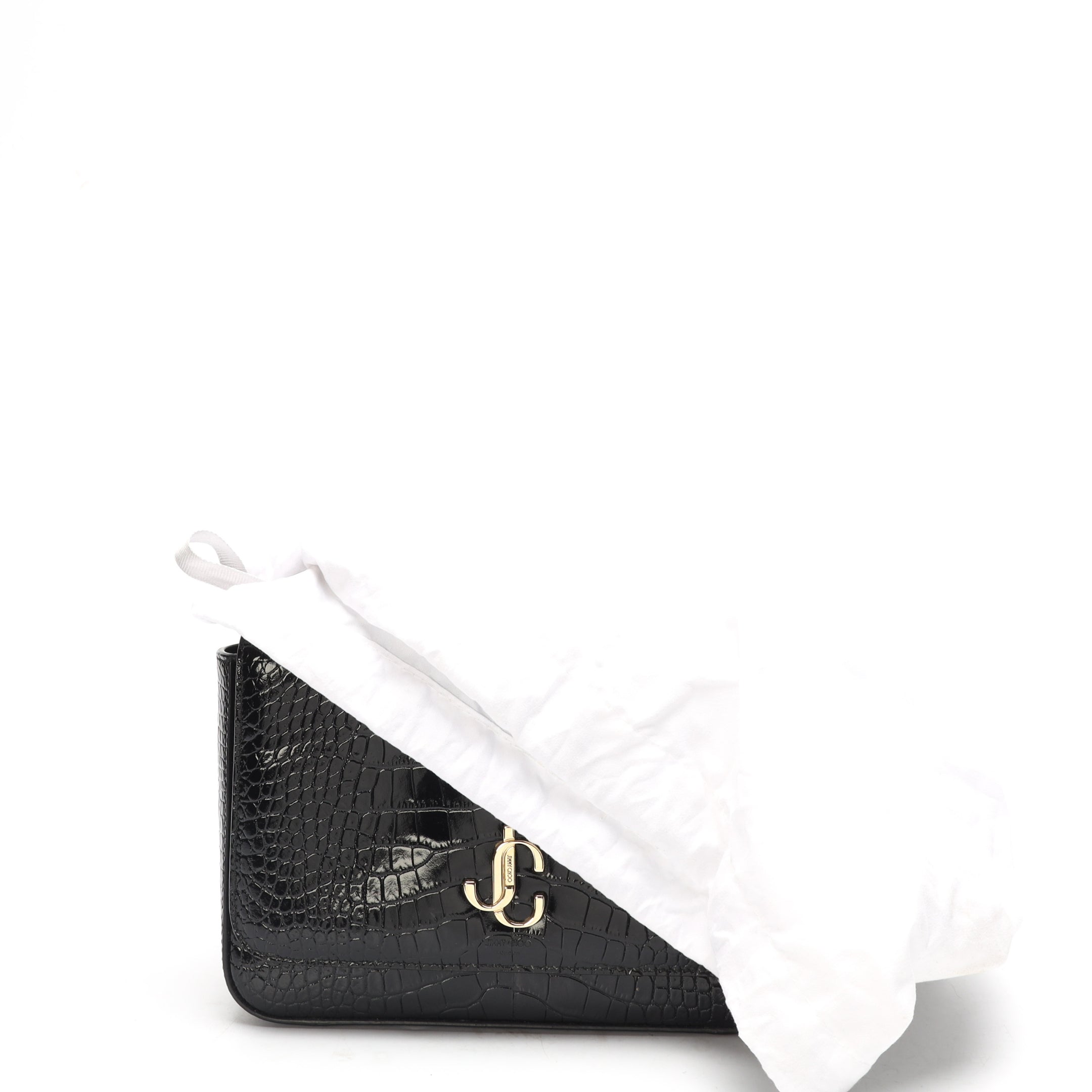 Jimmy Choo Varenne Croc-Embossed Chain Strap Clutch
