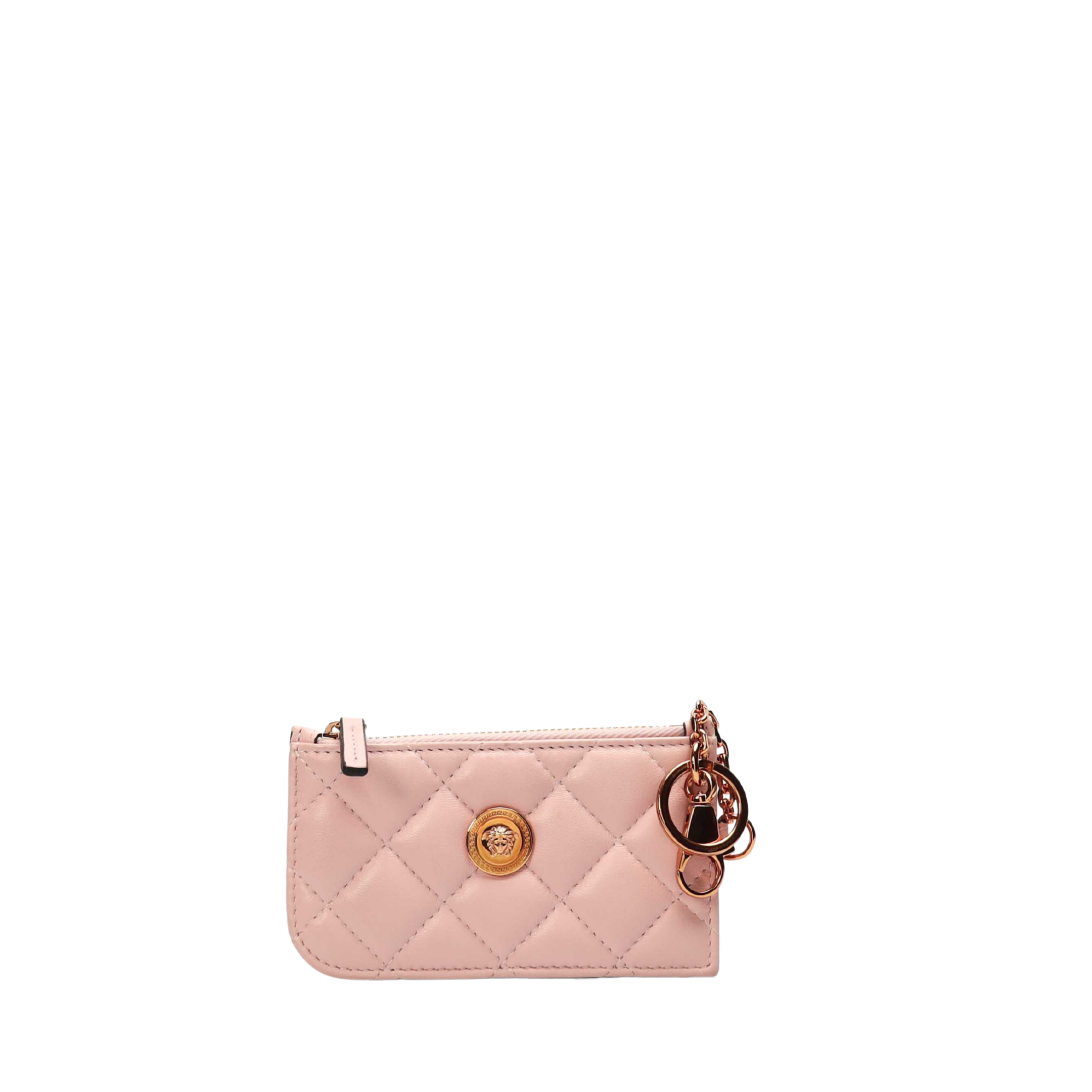 Versace Pink Quilted Card Case Keychain
