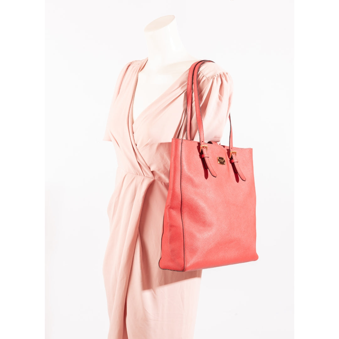 Michael Kors Red Saffiano Jet Set Travel Tote
