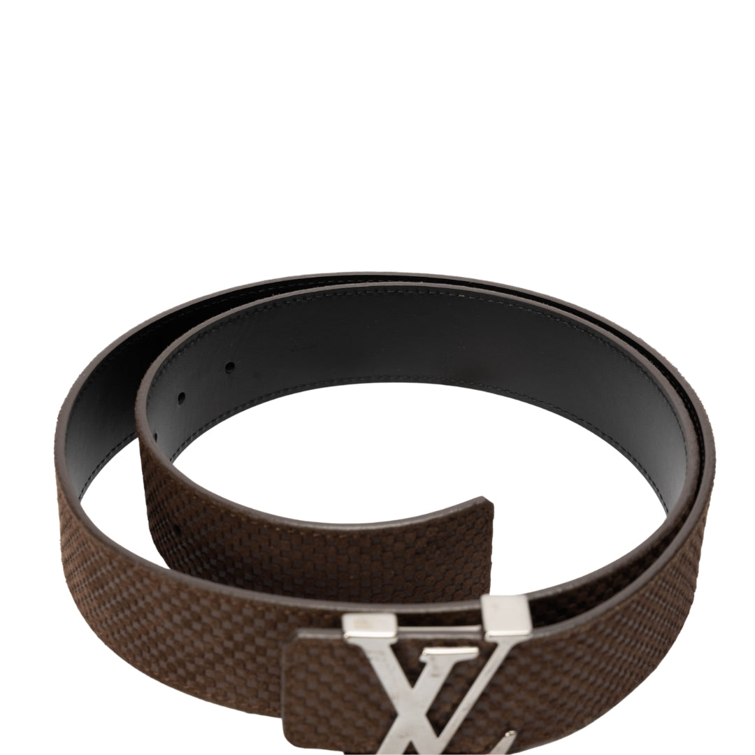 Louis Vuitton Brown Damier Suede Logo Belt
