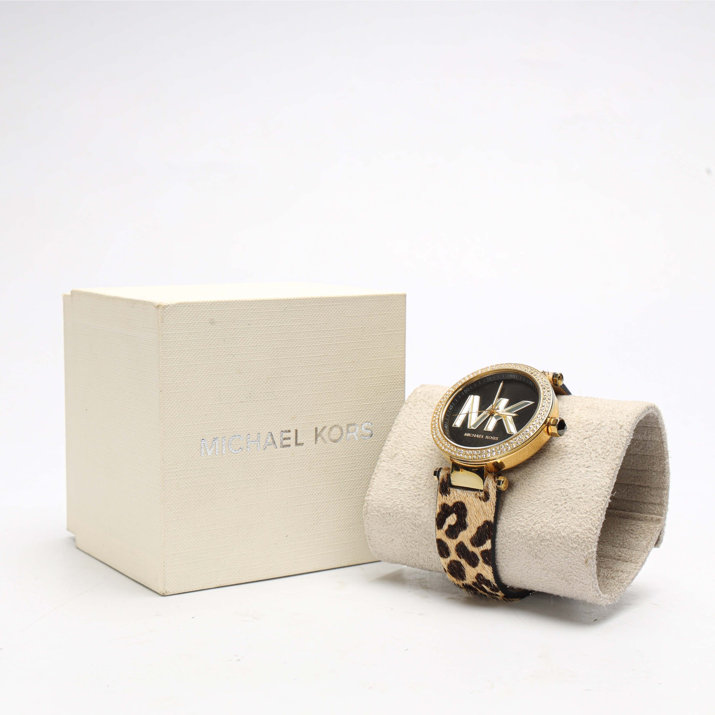 Michael Kors Parker Pave Gold-Tone Calf Hair Watch