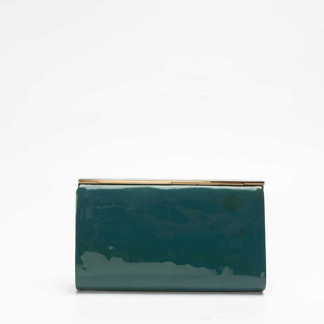 Jimmy Choo Green Carmen Frame Clutch