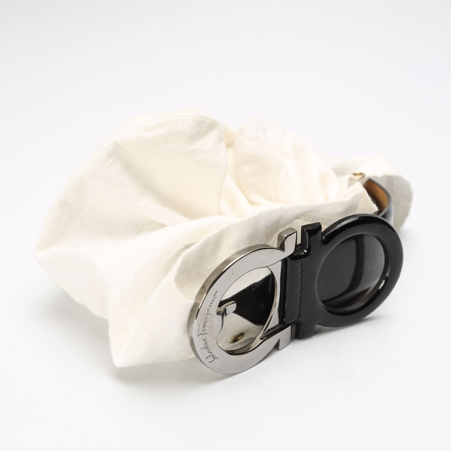 Salvatore Ferragamo Black Leather Buckle Belt