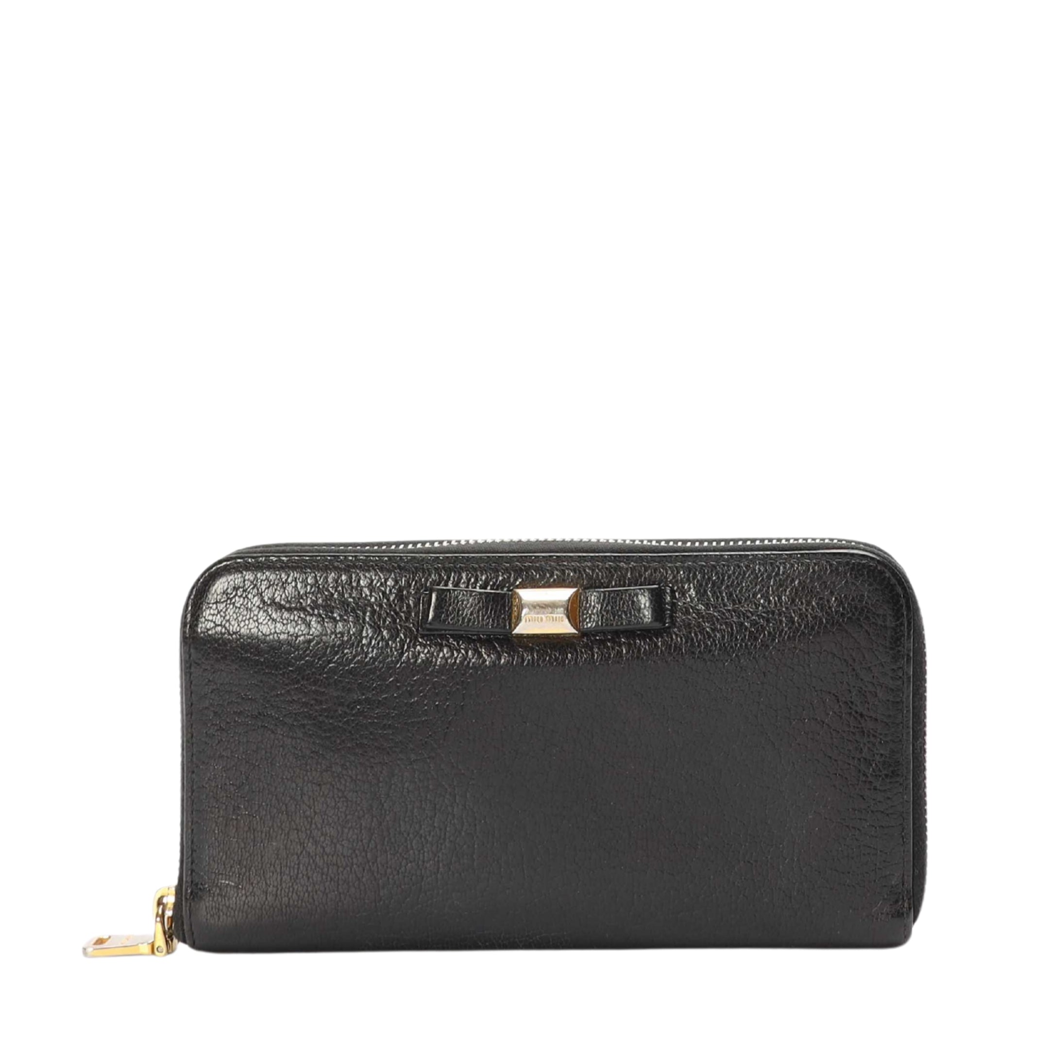 Miu Miu Black Bow Zip Wallet