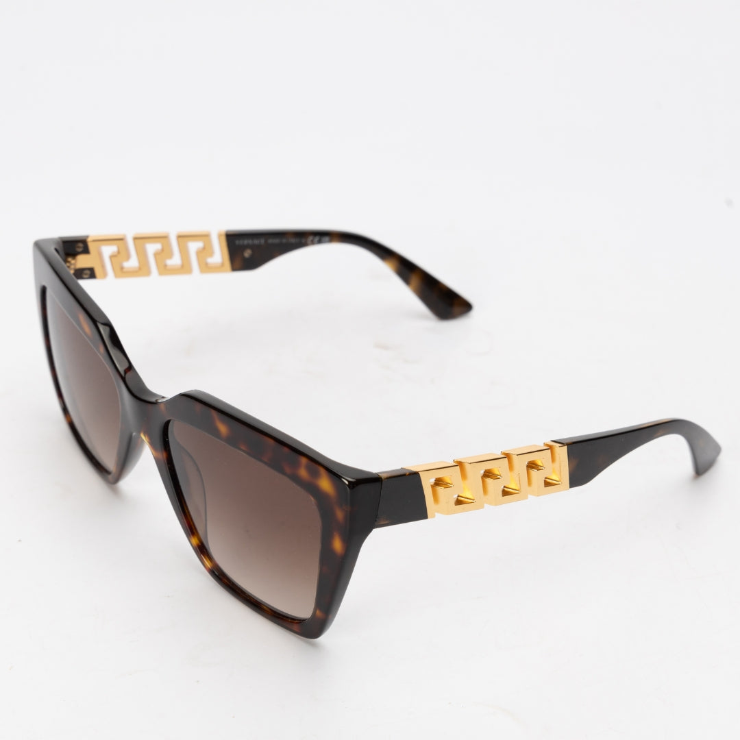 Versace Tortoiseshell-Effect Geometric-Frame Sunglasses