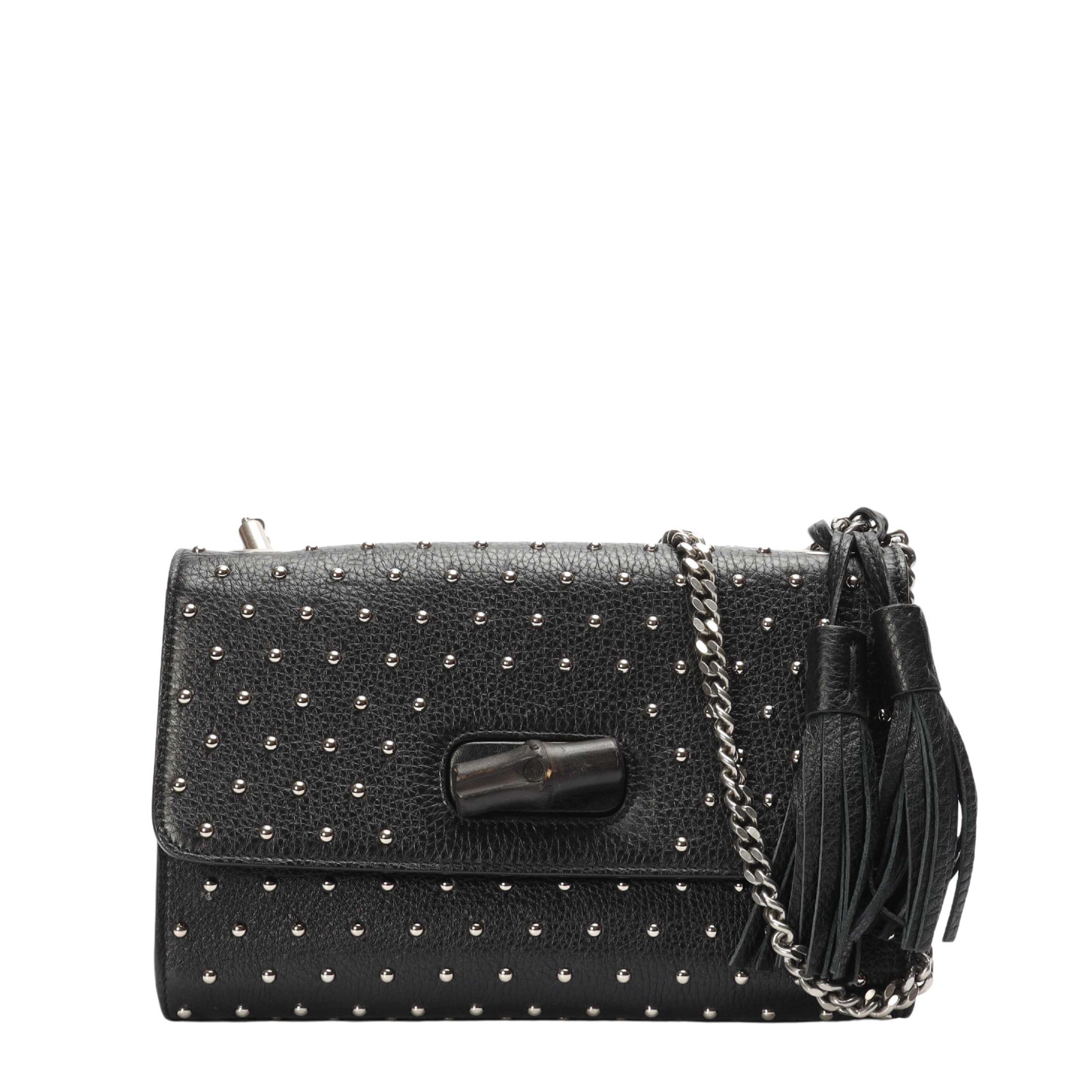 Gucci Black Studded Miss Bamboo Shoulder Bag