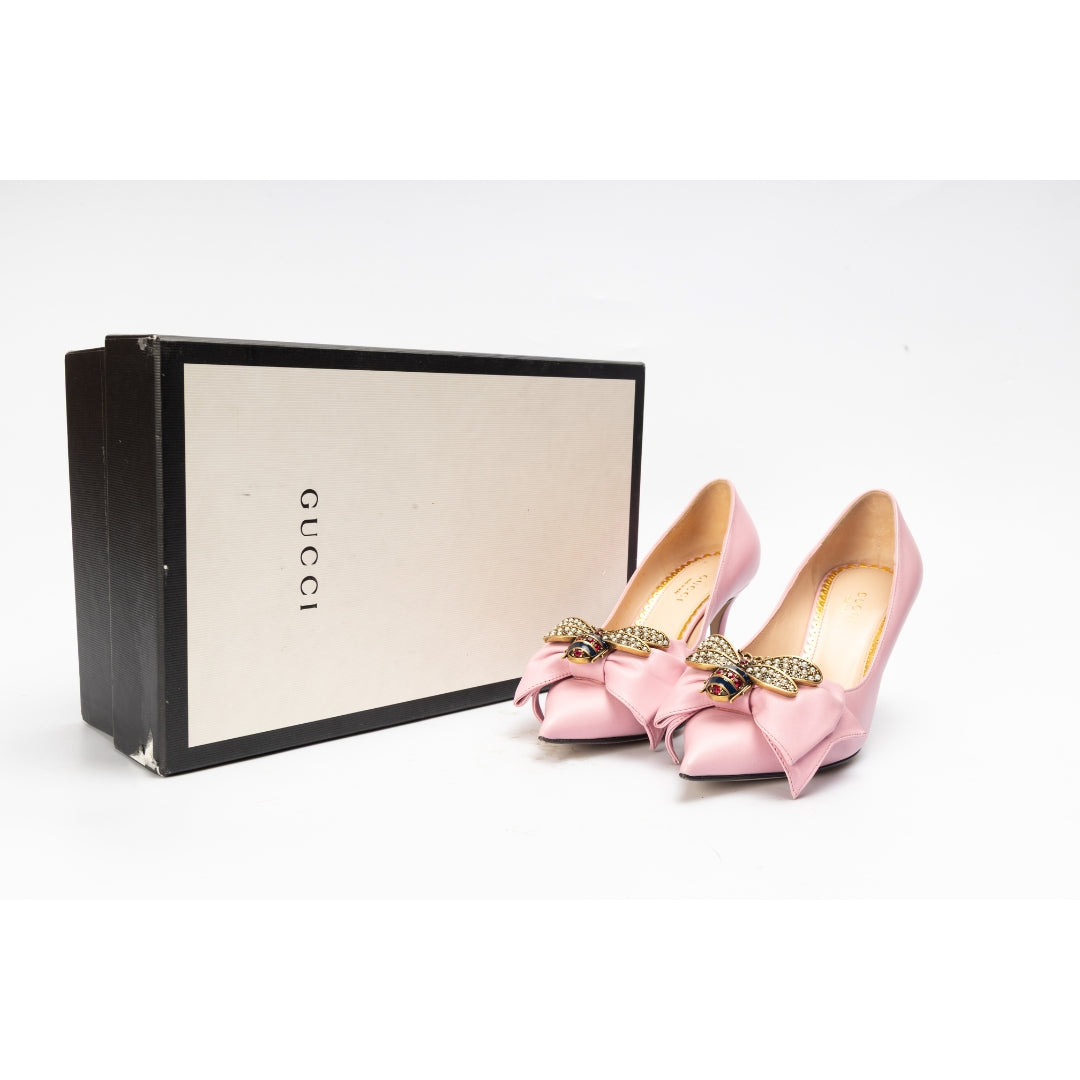 Gucci Nappa Queen Margaret Bow Mid Heels