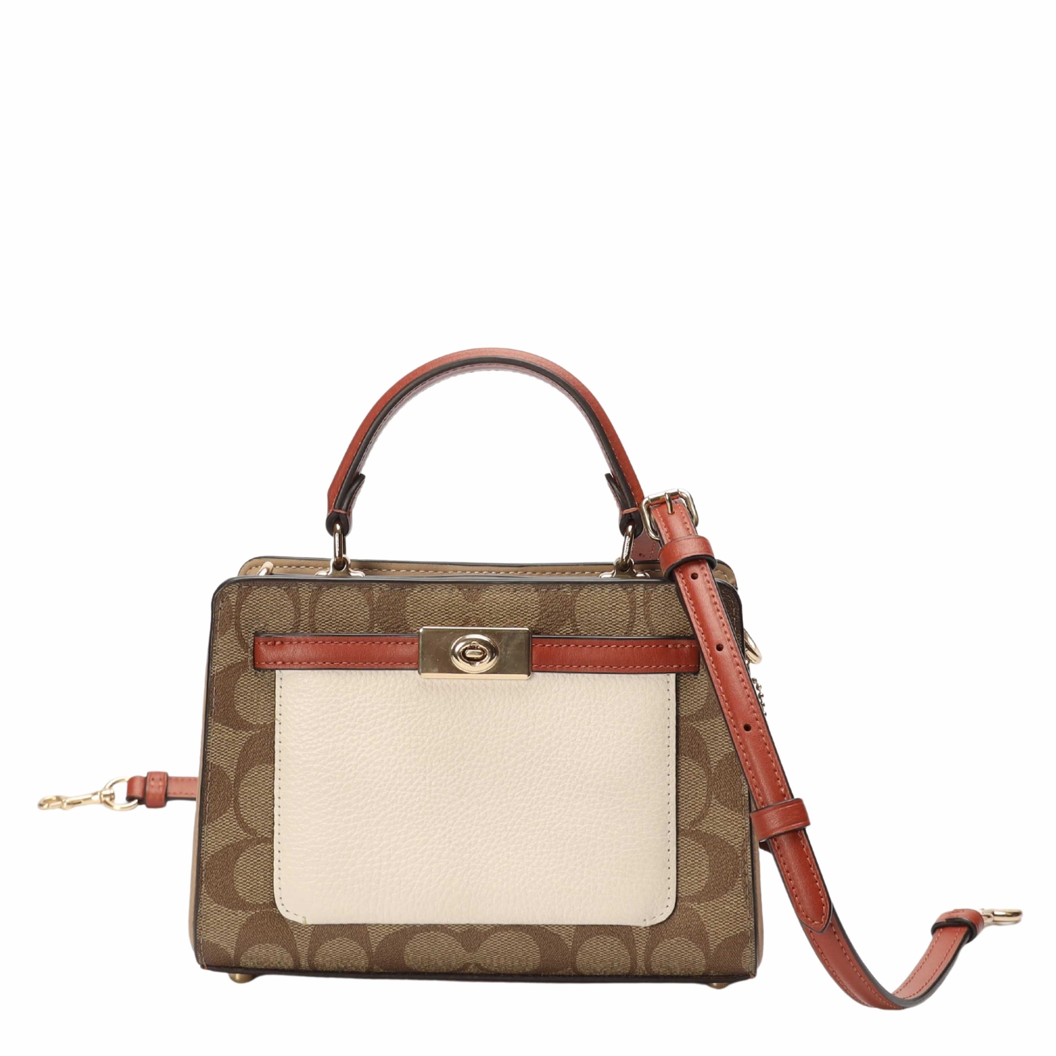 Coach Mini Lane Blocked Signature Canvas Satchel