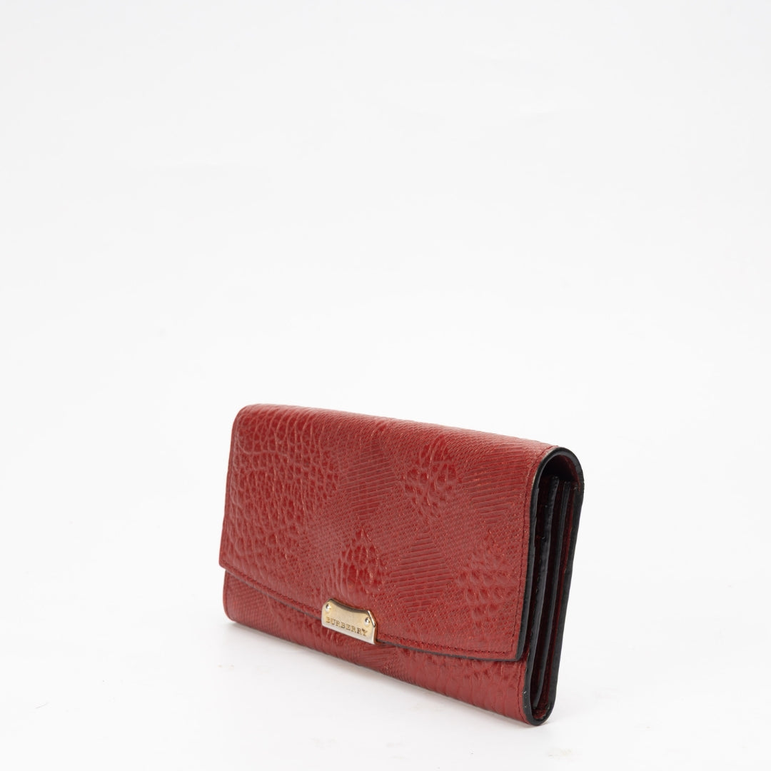 Burberry Red Porter Continental Wallet Clutch
