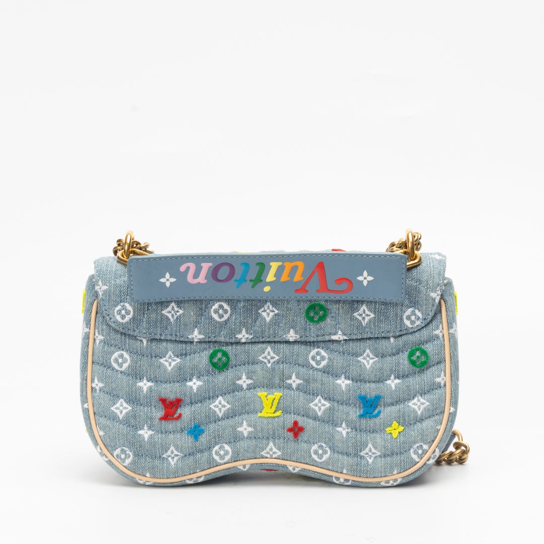 Louis Vuitton New Wave Embroidered Monogram Denim MM Shoulder Bag