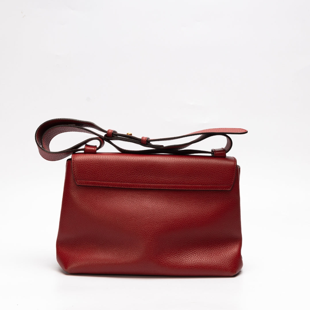 Gucci Red Leather GG Marmont Shoulder Bag